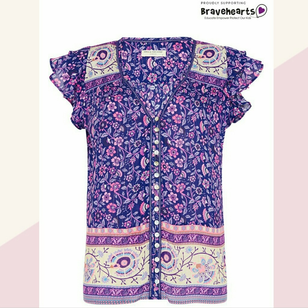 New spell dahlia Bravehearts short sleeve blouse S - Picture 2 of 8